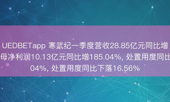UEDBETapp 寒武纪一季度营收28.85亿元同比增159.56%, 归母净利润10.13亿元同比增185.04%, 处置用度同比下落16.56%